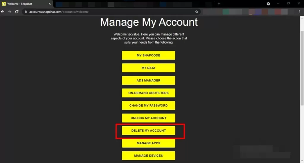 How to delete snapchat account steps visual representation