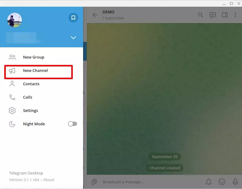 Step 1-Creating telegram channel on a desktop