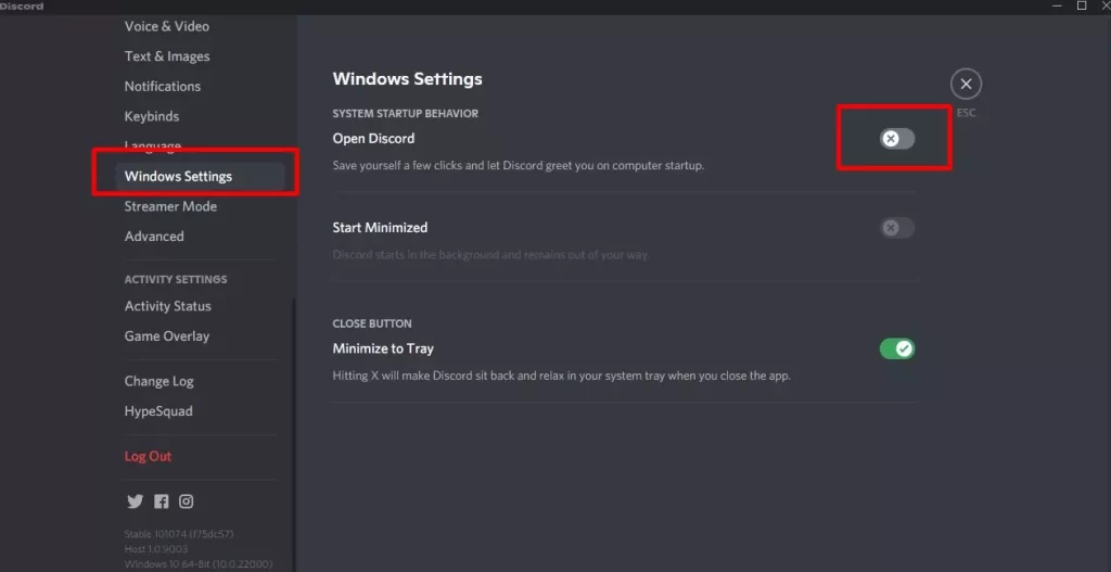 Discord User Settings