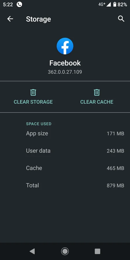 Facebook App Clear Cache option. (Android)