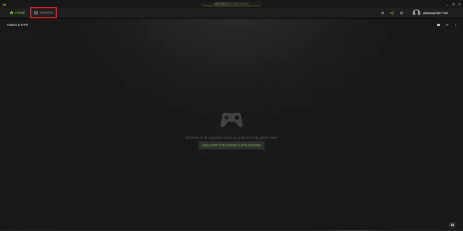 Drivers tab (GeForce Experience)