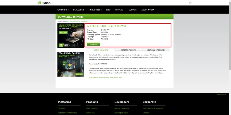 GeForce Game Ready Driver.