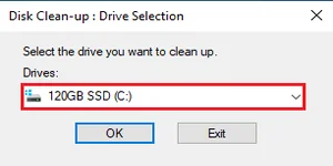 Drive Selection in Disk Clean-up utility.