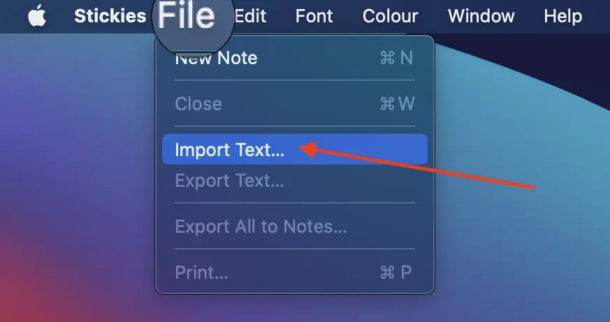 Import Text Files to a Stickies note.