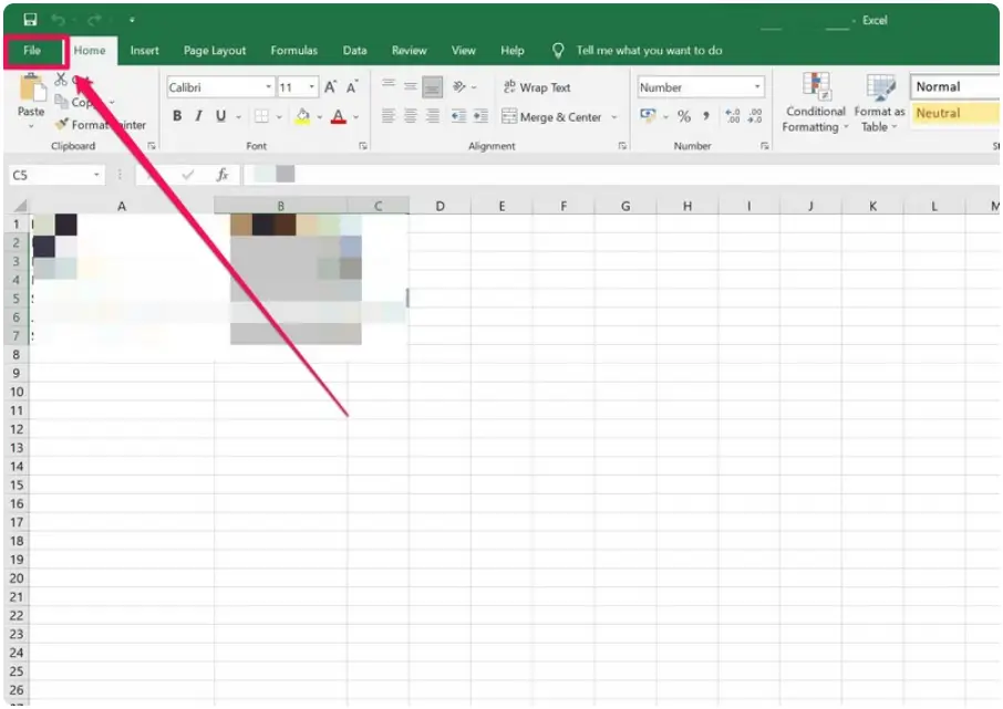 File button on excel
