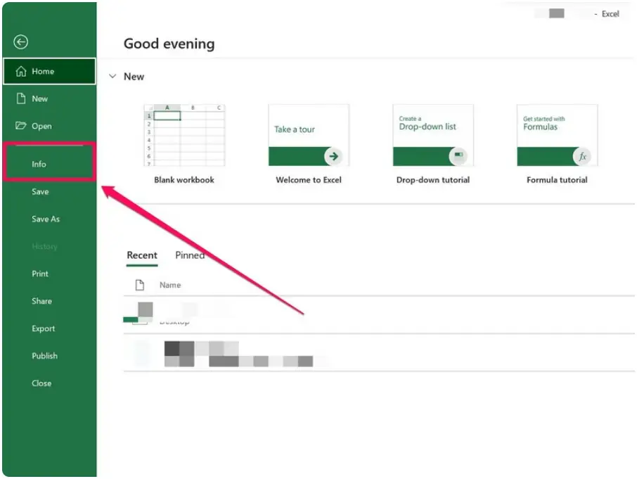 info button on excel