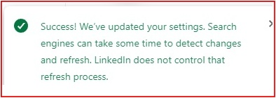 success message on LinkedIn