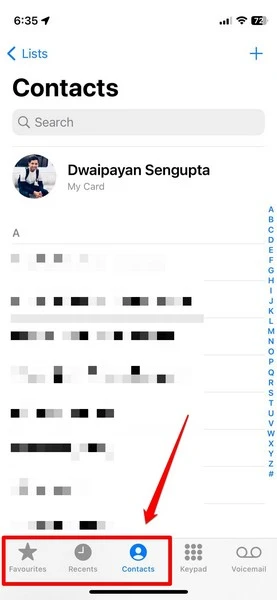 contact icon on iphone