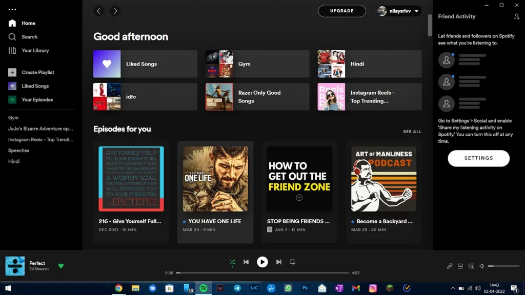 spotify home page