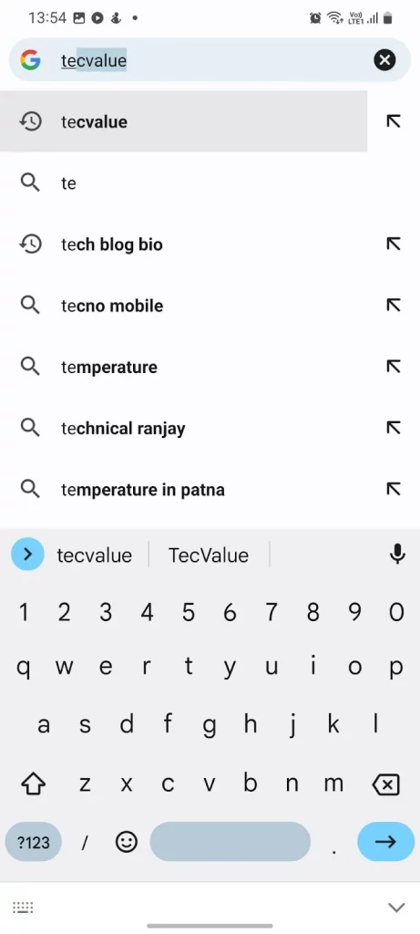 chrome mobile search term