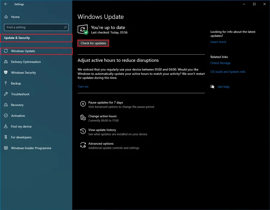 Check for Updates. (Windows 10)