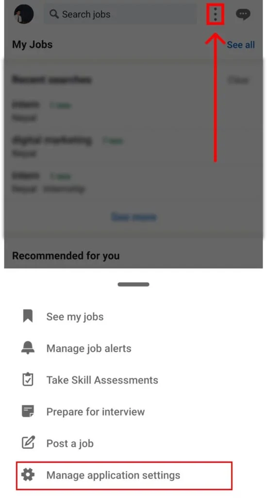 job application settings on linkedin