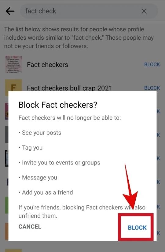 bot blocking confirmation on facebook